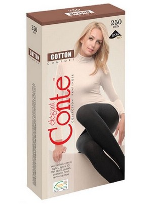 Колготки женские CONTE ELEGANT COTTON 250, р.3, nero