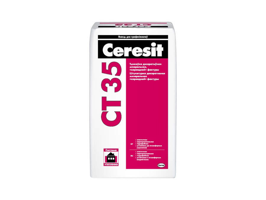 Штукатурка декоративная Ceresit CТ 35 "Короед 2,5 мм" под окраску, 25 кг