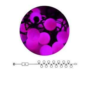 Гирлянда светодиодная LSB-100L-10м шарики, черный 
провод, розовая