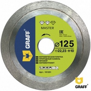 Алмазный диск по керамике 125x10х1,6х22,23 мм Master GRAFF