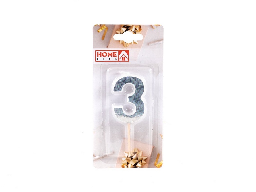 Свеча для торта, цифра "3", 3х5 см. арт. DY0010-7/3 