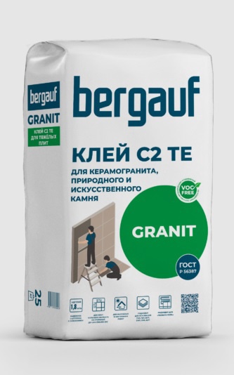 Клей для керамогранита, природного и искусственного камня Bergauf Granit 25 кг. 