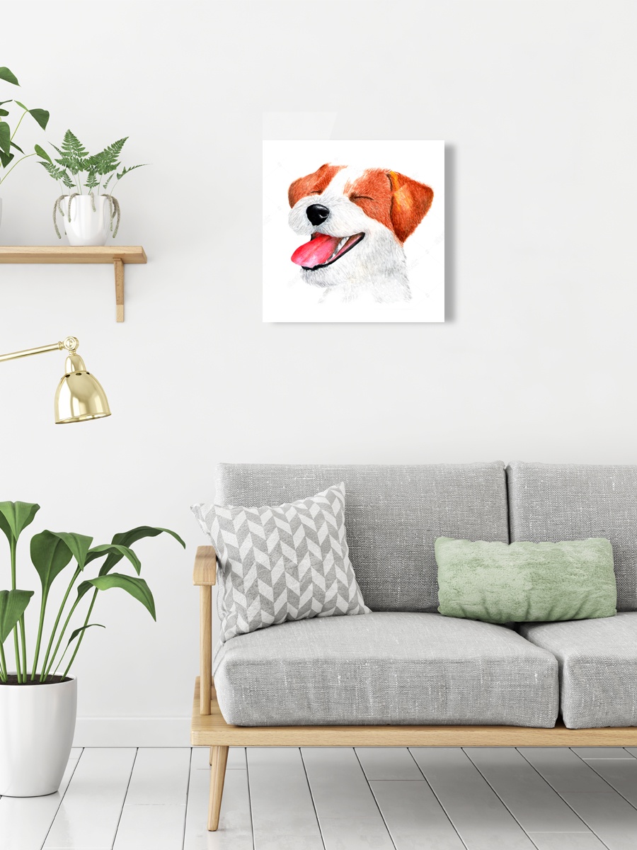 Картина на стекле 40х40 "Веселая собака". Артикул WB-02-74-03
