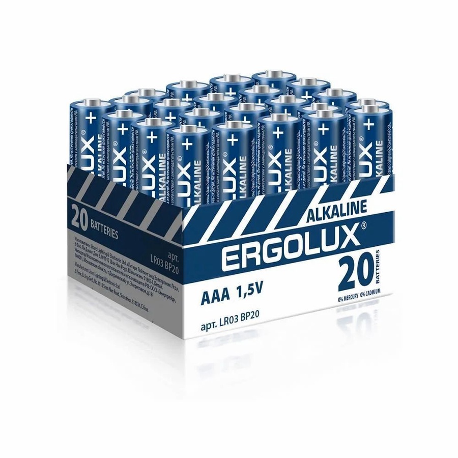 Батарейка Ergolux Alkaline BP20 LR03 1.5В арт. 14674 