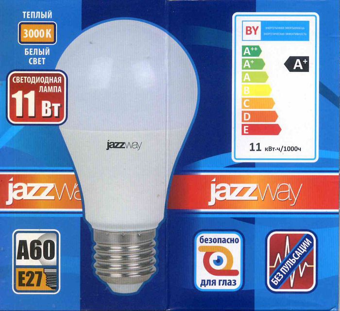 Лампа PLED-LX A60 11w E27 3000K Jazzway 