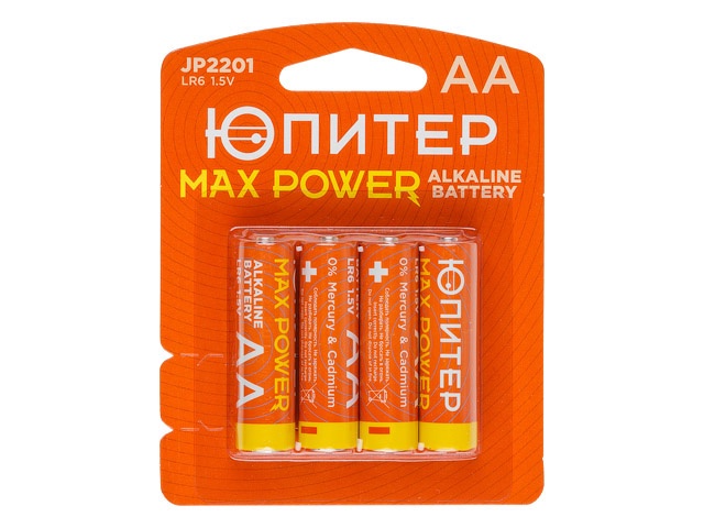 Батарейка AA LR6 1,5V alkaline 4шт. ЮПИТЕР