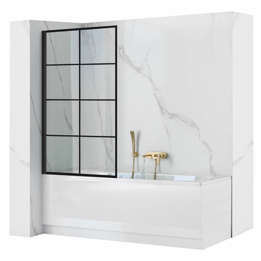 Шторка душевая LAGOS-1 FIX STALY BLACK 80 арт. REA-K4561 