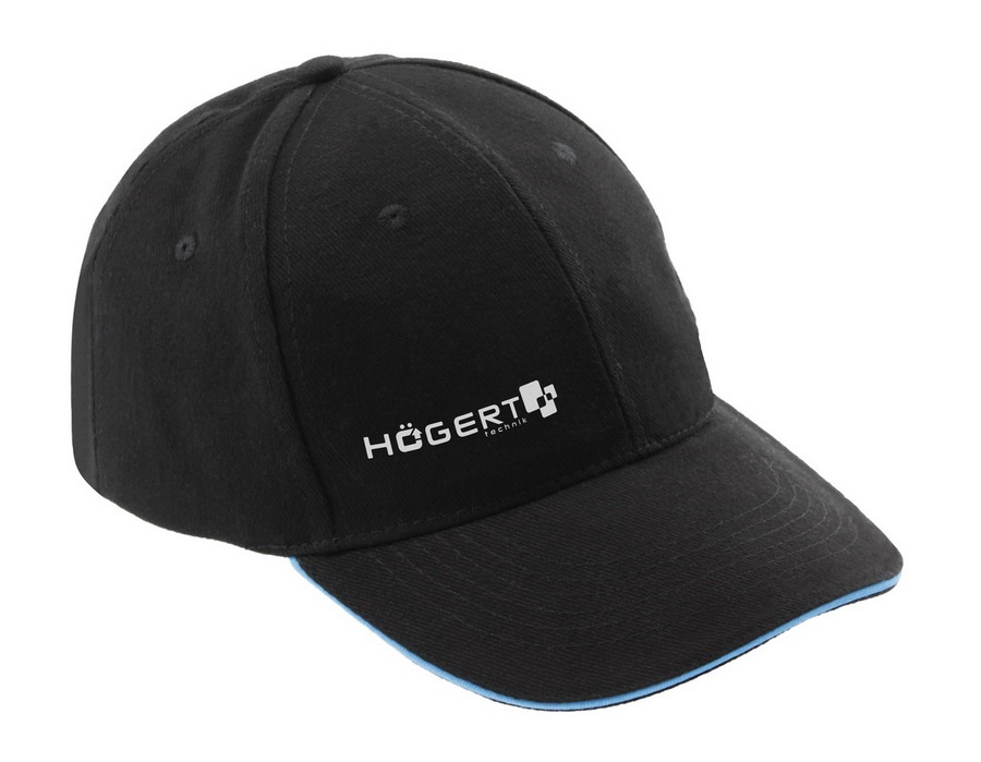 Кепка с козырьком, хлопок, черная, универсальный размер (57-61 см) HOEGERT