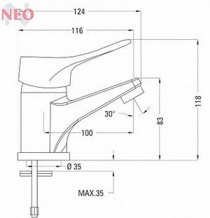 Смеситель VERO  для умывальника BOW 021M