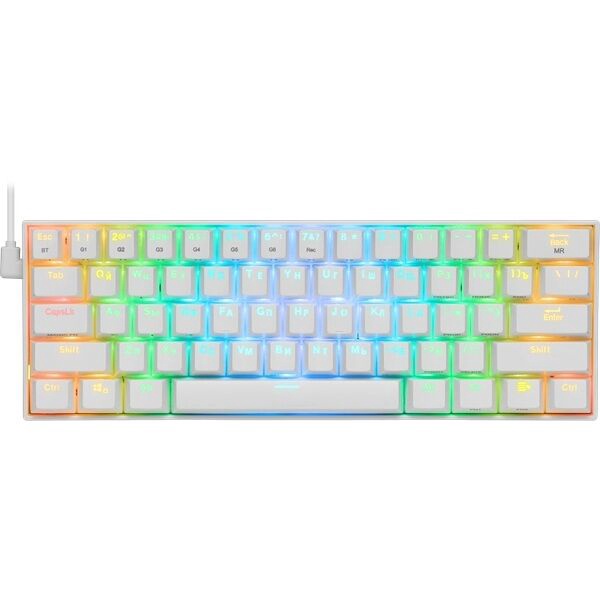 Клавиатура беспроводная мультимед. Redragon Draconic RU RGB bluetooth 5.0 2 режима подключения провод и Bt белая арт. 77810 Китай