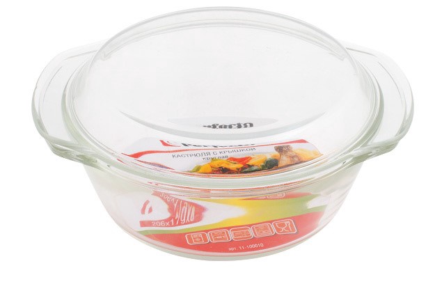 Кастрюля из жаропрочного стекла, 1.0 л, с крышкой, 206х179х85 мм, без.упак., PERFECTO LINEA