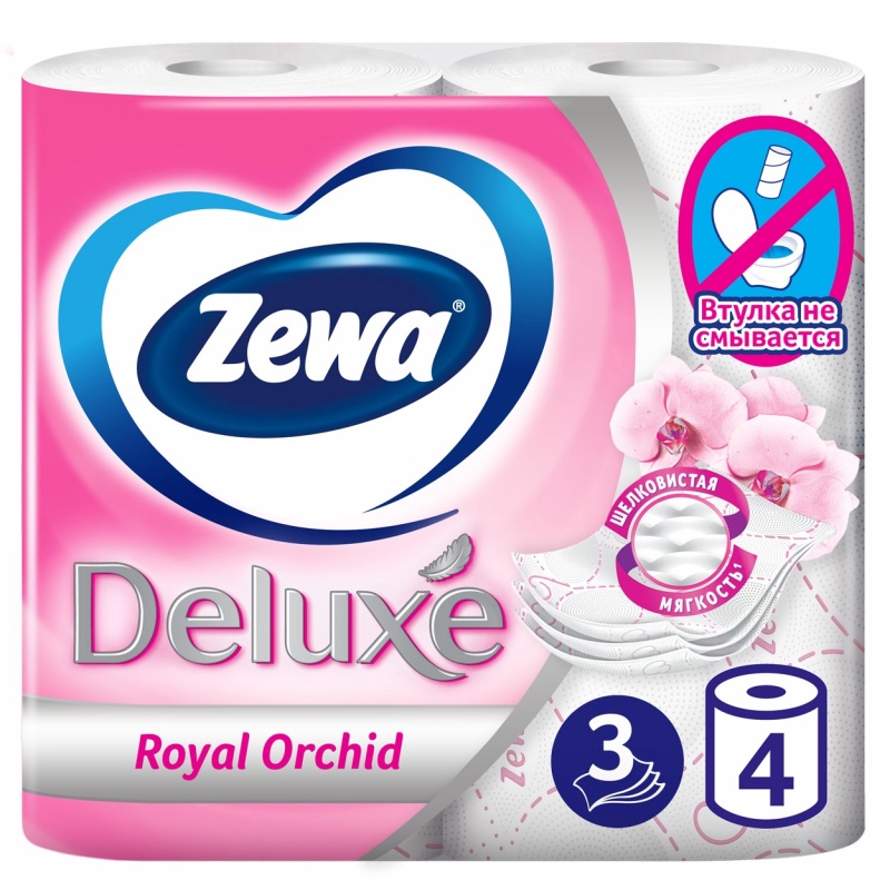 Бумага туалетная Zewa Deluxe Royal Орхидея 4 шт.