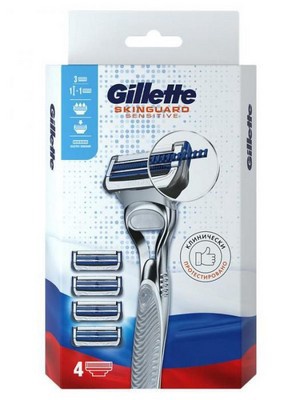 GILLETTE SKINGUARD Sensitive Бритва с 1 смен кассетой+GIL SKINGUARD Sensit Смен кассеты д/бр 3шт