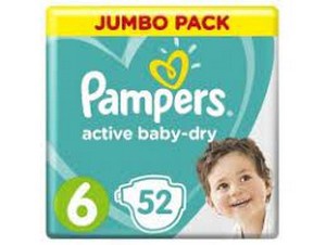 PAMPERS Подгузники Active Baby-Dry Extra Large (13-18 кг) Джамбо Упаковка 52