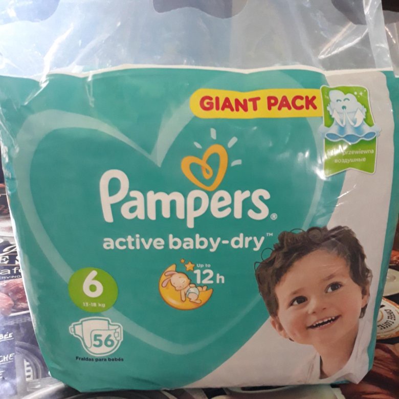 Детские подгузники, размер S6 (13-18 кг), 56 шт. PAMPERS Active Baby Giant Pack 