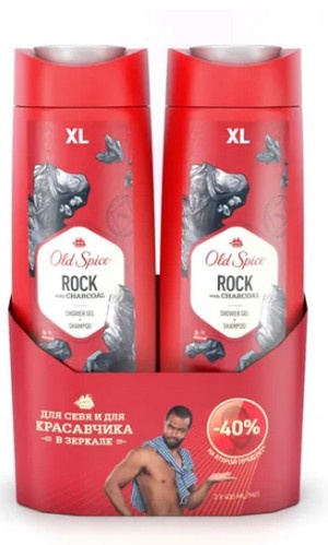 OLD SPICE Гель для душа + шампунь 2в1 Rock with Charcoal 2x400мл