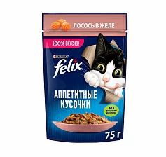 Корм для кошек FELIX Лосось в желе 75 гр.