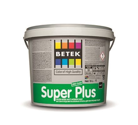 Краска для внутренних работ BETEK SUPER PLUS RG1 матовая 15 л арт. 3591-0955-02-00000 