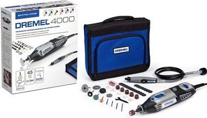Гравер электрический DREMEL 4000-1/45 в кейсе + набор насадок (130 Вт, 10000 - 33000 об/мин, цанга 3.2 мм)