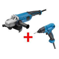 Двуручная углошлифмашина BULL WS 2301 в кор. + АКЦИЯ Шуруповерт ударный BULL ES 1401 В подарок! (2400 Вт, диск 230х22 мм, вибро, плавный пуск, 4м кабе