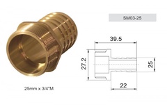 Штуцер 3/4 Мх25 латунь TIM