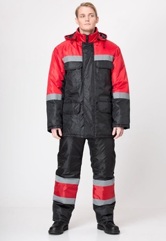 Куртка мужская утепленная "ПРЕМИУМ" (черный с красным) 182-188/96-100 арт. 01-0345 