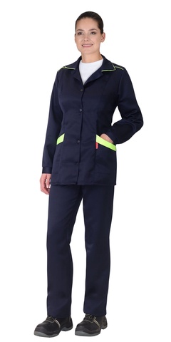 Костюм женский, Сириус-ЗОЛУШКА куртка+брюки синий с лимонным кантом 88-92/158-164 арт. 117527 