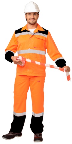 Костюм летний, Сириус-Магистраль-Стандарт куртка+брюки оранжевый с черным, р. 104-108/182-188 арт. 56835 
