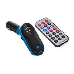 Трансмиттер FM 12B 2USB/Mp3/WMA/AUX/MicroSD синий арт. 2506794 