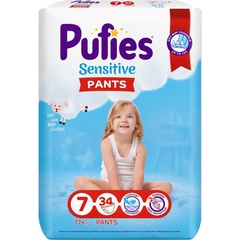 Подгузники-трусики Pufies Sensitive Extra Large 17+ 34 шт Болгария