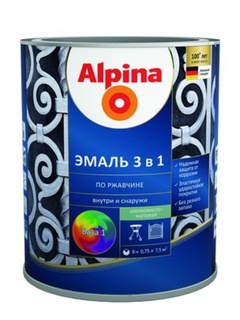 Эмаль Alpina по ржавчине 3в1 0,75 л серая