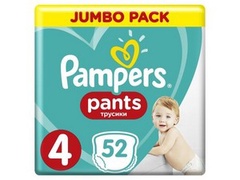 PAMPERS Подгузники-трусики Pants для мальчиков и девочек Maxi (9-15кг) Джамбо Упаковка 52