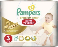 PAMPERS Подгузники-трусики Premium Care Pants д/мальч и девочек Midi (6-11кг) Средняя Упаковка 28