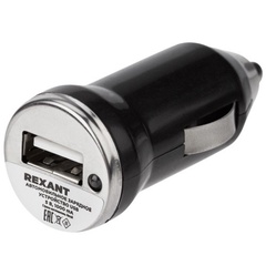 Устройство зарядное в прикуриватель Rexant USB 5V 1000mA черный арт. 16-0280 