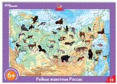 Развивающий пазл "Редкие животные России" большие IQ step