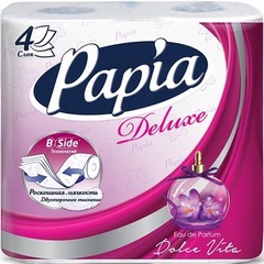 PAPIA бумага туалетная белая Deluxe Дольче Вита четырехслойная 4шт