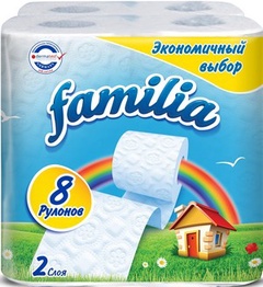 FAMILIA бумага туалетная белая двухслойная 8шт Радуга
