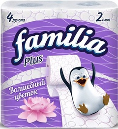 FAMILIA PLUS бумага туалетная белая двухслойная Волшебный цветок 4шт
