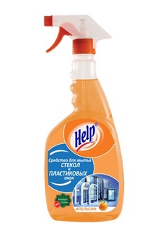 Help средство для чистки и мытья стекол и пластиковых окон 750мл апельсин с распылителем