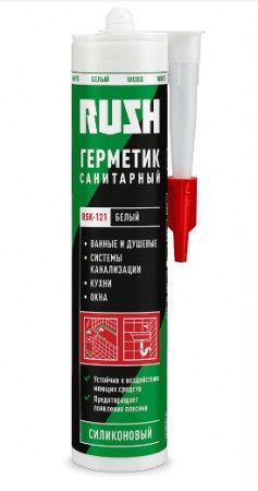 Герметик силиконовый санитарный RUSH Белый 0.24л арт.RSK-121 