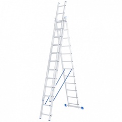 Лестница, 3 х 12 ступеней, алюминиевая, трехсекционная, Россия, Сибртех