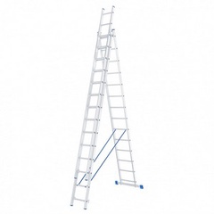 Лестница, 3 х 14 ступеней, алюминиевая, трехсекционная, Россия, Сибртех