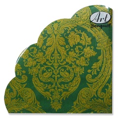 Салфетки бумажные Ф32 Art Bouquet Rondo Золотой орнамент на зеленом 12шт арт.16714 42748 