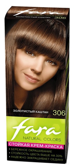 Крем-краска для волос, тон 306 Золотистый каштан FARA Natural Colors 