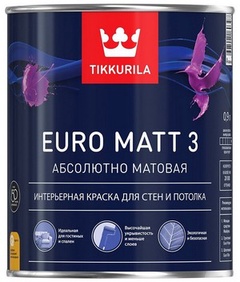 Краска интерьерная EURO MATT 3 A гл/мат 0,9л арт,700001111 Россия