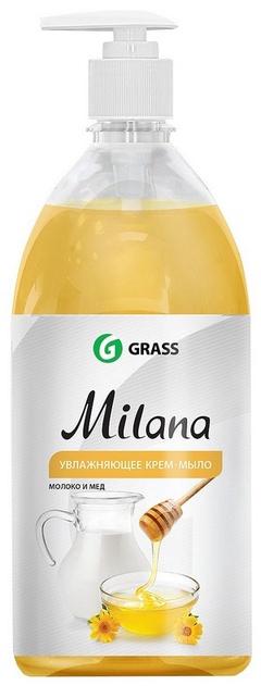 Мыло жидкое GraSS Milana Молоко и мед 1л арт,126101 Россия