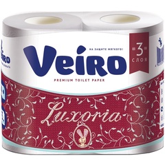 Туалетная бумага, белый, 4 рул., 3 слоя Veiro Luxoria 