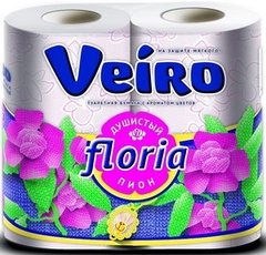 Veiro бумага туалетная Floria двухслойная ароматизированная 4 шт. Душистый пион красная 4С24А4
