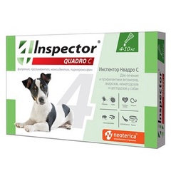 Капли от блох и клещей  Inspector Quadro С для собак от 4 до 10 кг