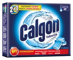 Средство для смягчения воды и предотвращения образования накипи CALGON 2 в 1 в таблетках , 12таб
